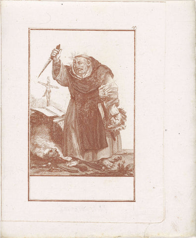 Monk with dagger in his hand, Jacob Gole (attributed to), 1724 Canvas Print