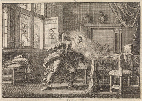 Willem Frederik van Nassau, stadtholder of Friesland, is killed in his room by the unexpected detonating of a pistol, 1664, Jan Luyken, 1698 Canvas Print