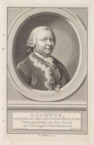 Portret van Lodewijk van Brunswijk-Wolfenbüttel, Jacob Houbraken, 1749 - 1759 Canvas Print