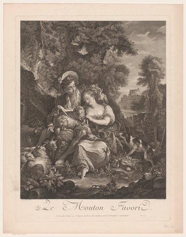 Shepherds with their favourite sheep on their lap, René Gaillard, in or before 1767 Canvas Print