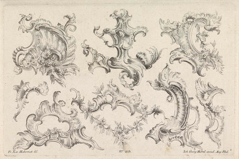 Rocaille motifs, anonymous, 1731 - 1775 Canvas Print