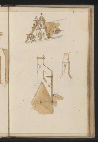 Decorated top façade and chimneys, Johannes Huibert Prins, c. 1783 - c. 1797 Canvas Print