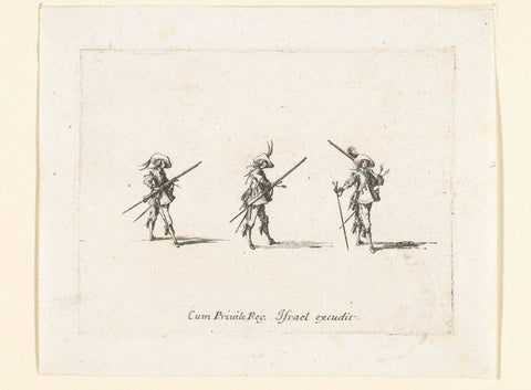 Exercises with a musket: wearing musket, fuse and furket, Jacques Callot, 1635 Canvas Print