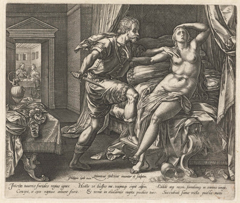 Rape of Lucretia, Hendrick Goltzius, 1578 - 1580 Canvas Print