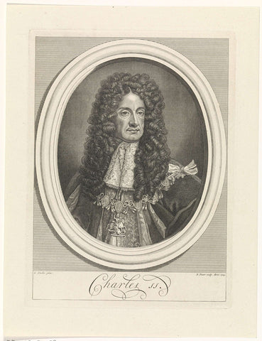 Bust portrait of Charles II of England, Bernard Picart, 1724 Canvas Print