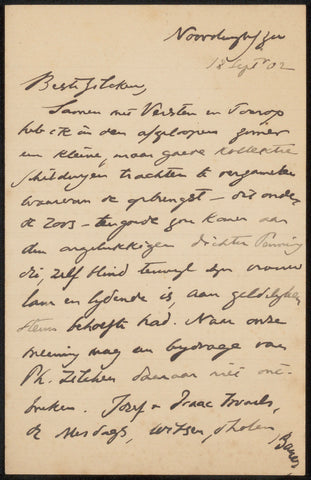 Letter to Philip Zilcken, Albert Verwey, 1902 Canvas Print