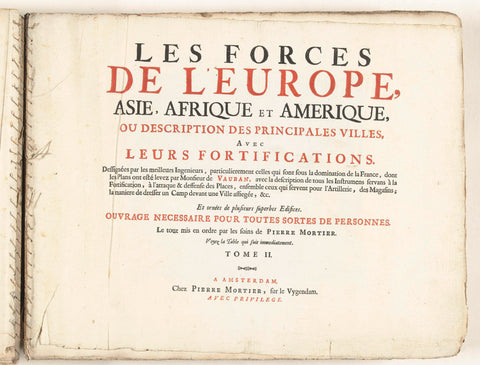 Titelpagina voor het tweede deel van het prentwerk: Les Forces de l'Europe, Asie, Afrique et Amerique, ca. 1702, Pieter Mortier (I), 1702 - 1703 Canvas Print