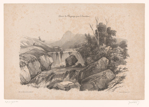 Mountain stream with rapids, Louis-Julien Jacottet, 1836 Canvas Print