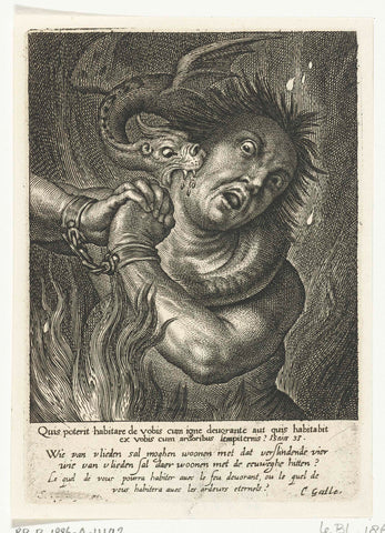 Soul in hell bitten by monster, Schelte Adamsz. Bolswert, 1596 – 1678 Canvas Print