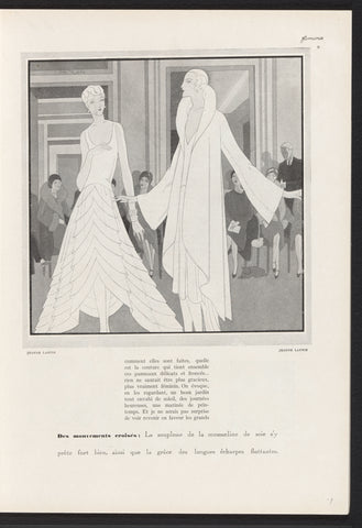 Femina, Mars 1928: 9: Fashion show with two models of Jeanne Lanvin, Juan Moreno Tejada, 1928 Canvas Print