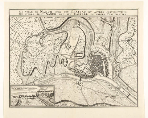 Map of the city of Namur with the castle, besieged by the French army, 1692, Nicolaes Visscher (II), 1692 Canvas Print