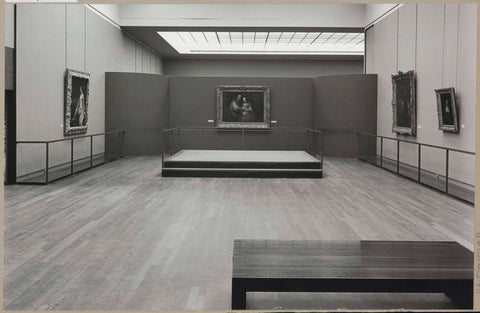 Room with four paintings an elevation and a bench for visitors, c. 1969 Canvas Print