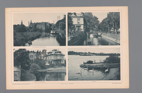 Four faces on waterways in and around Hamburg, Wilhelm Dreesen, 1894 Canvas Print