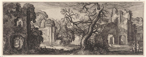 Tree between ruins, Jan van de Velde (II), 1615 Canvas Print