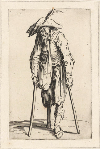 Beggar with crutches and a wooden leg, Jacques Callot, 1622 - 1623 Canvas Print