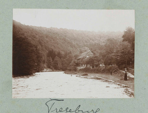 River view against the background of a wooded mountain landscape., Frits Freerks Fontein Fz. (attributed to), c. 1903 Canvas Print