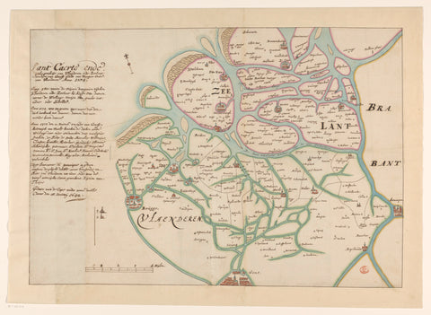 Map of Zeeland and Flanders, 1274, anonymous, 1642 Canvas Print