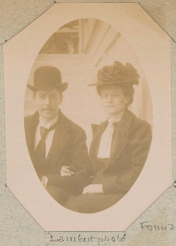 Portrait of a man and a woman with hats, probably in France, Lambert, c. 1890 - c. 1900 Canvas Print