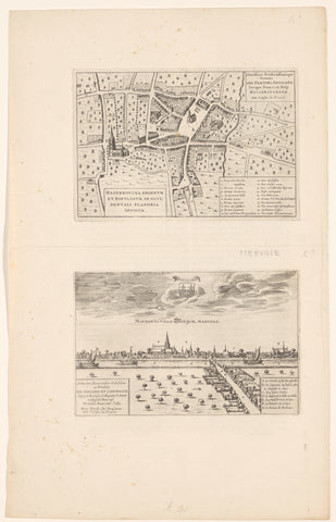 Plattegrond van Hazebroek en een gezicht op Meregem, anonymous, 1652 Canvas Print