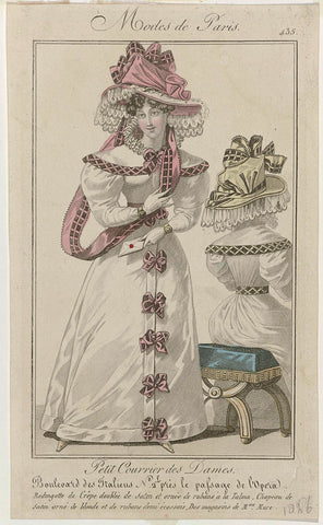 Petit Courrier des Dames, 1826, No. 435 : Redingotte de Crêp (...), anonymous, 1826 Canvas Print