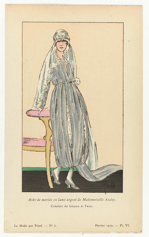 La Mode par Fried, Février 1919, No. 6, Pl. VI : Robe de marié (...), anonymous, 1919 Canvas Print