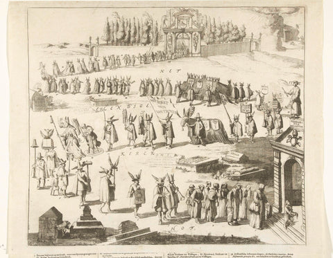 Cartoon of the funeral of reverend Abraham van de Velde, 1677, anonymous, 1677 Canvas Print