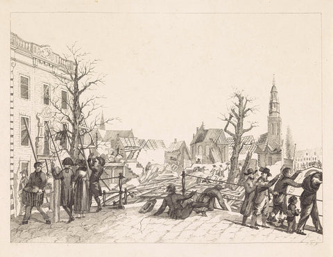 Ruins in Leiden after the gunpowder disaster, 1807, Joannes Bemme, 1807 Canvas Print