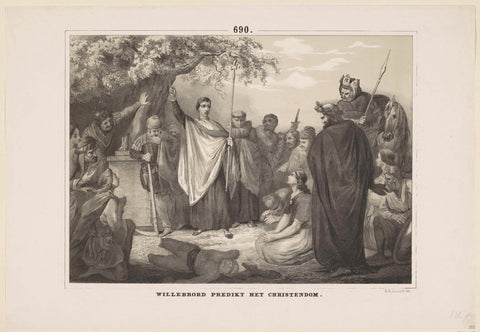 Willibrord preaches Christianity, 690, Albertus Anthonius Nunnink, 1853 - 1855 Canvas Print