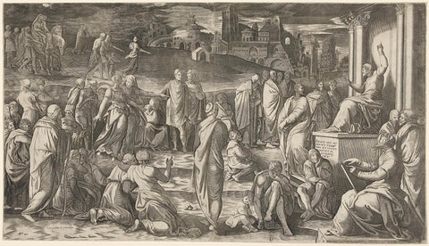 Christ preaches to the people, Cornelis Bos, in or after 1537 - before 1556 Canvas Print