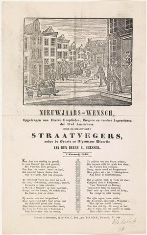 New Year's wish of the Amsterdam street sweepers, 1849, anonymous, 1848 - 1849 Canvas Print