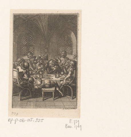 Drunken gentlemen at the table, Daniel Nikolaus Chodowiecki, 1794 Canvas Print