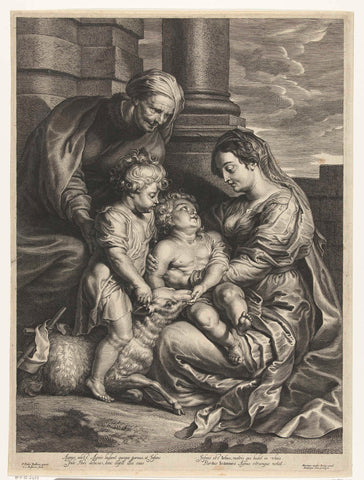 Maria with child and saint Anna and saint Johannes, Schelte Adamsz. Bolswert, 1596 – 1659 Canvas Print