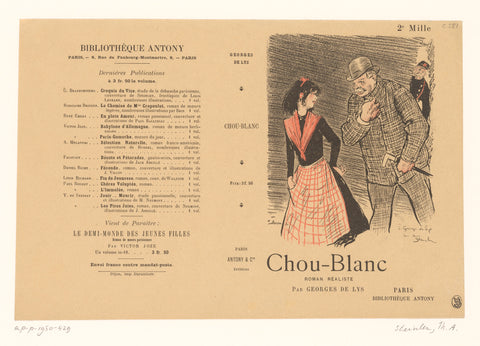 Design for cover: Chou-Blanc by Georges de Lys, Théophile Alexandre Steinlen, 1895 Canvas Print