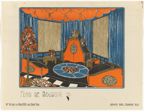 Gazette du Bon Ton, 1920 - No. 10, Pl. XLV: Fond de Boudoir, Bagge & Huguet, 1920 Canvas Print