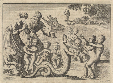 Monsters and miscarriages, ca. 1590, Jan Luyken, 1698 Canvas Print