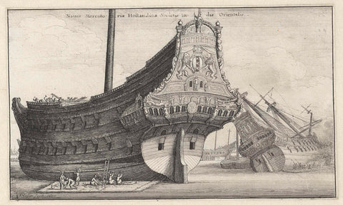 Work on the hulls of two Dutch East Indies sailors, Wenceslaus Hollar, 1647 Canvas Print