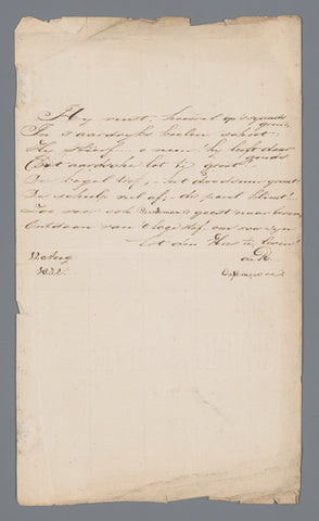 Document, handwritten, , 1832 Canvas Print