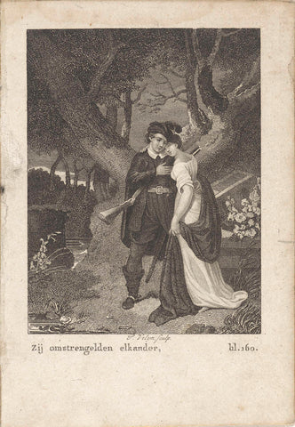 Pair in a forest, Philippus Velijn, 1823 Canvas Print