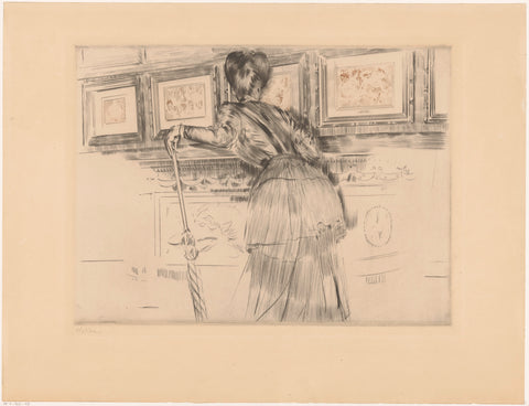 Portrait of Alice Helleu in the Louvre, Paul César Helleu, c. 1895 Canvas Print