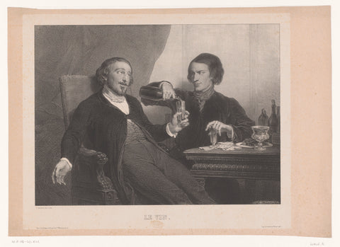 Man voert andere man dronken met wijn, Aimé de Lemud, 1840 Canvas Print