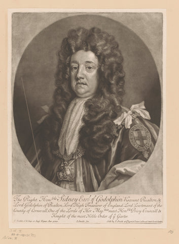 Portrait of Sidney Godolphin, John Smith (printmaker/publisher), 1662 - 1742 Canvas Print