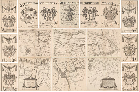 Map of the Hoogheemraadschap van de Krimpenerwaard, consisting of seventeen parts, Johannes Leupenius, 1706 Canvas Print