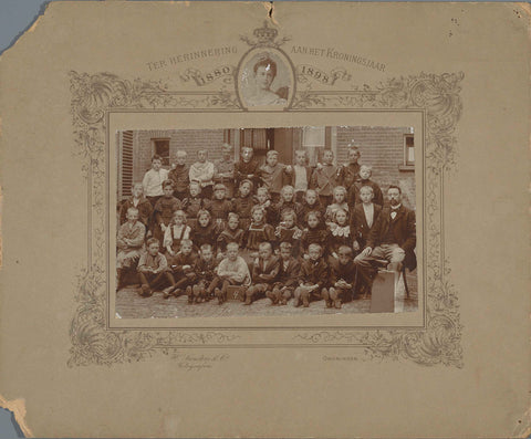 School photo commemorating the coronation year of Queen Wilhelmina, H. Sanders & Co., 1898 Canvas Print