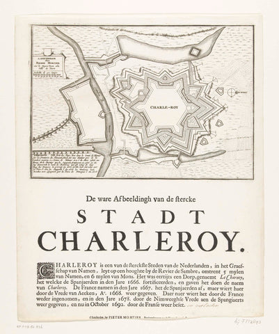 Map of Charleroi, conquered by the French in 1693, anonymous, 1693 Canvas Print