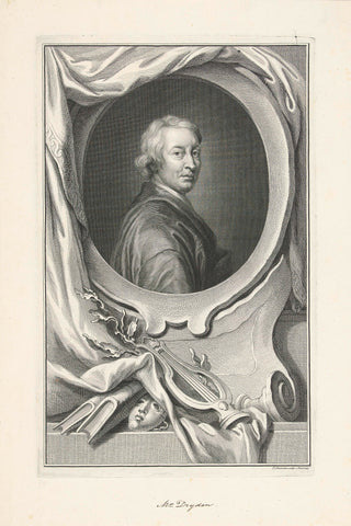 Portrait of John Dryden, Jacob Houbraken, 1743 Canvas Print