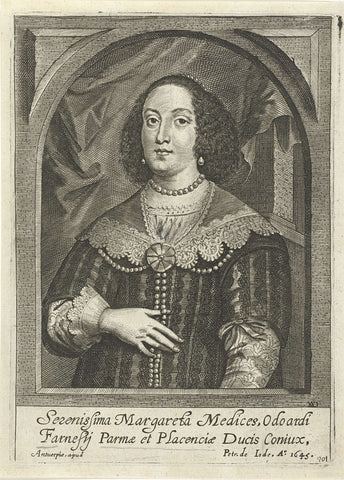 Portrait of Margherita de' Medici, Pieter de Jode (II), 1645 Canvas Print