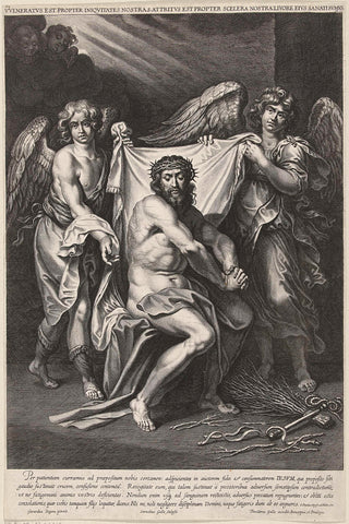 Christ as Man of Sorrows with Two Angels and Two Cherubim, Cornelis Galle (I), 1586 - 1633 Canvas Print