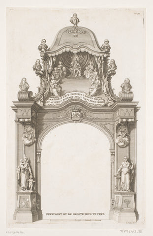 Gates of Honour at the entry of William V at Veere (No. III), 1766, Gerard Sibelius, 1766 - 1767 Canvas Print