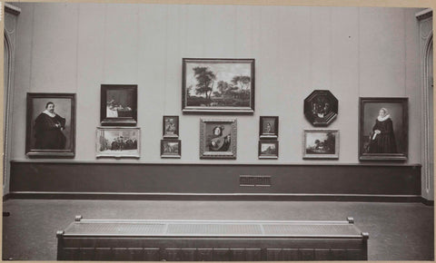 Room with paintings from the early Haarlem school, including portraits, landscapes and still lifes, 1924 Canvas Print