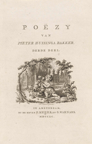 Title page for: Pieter Huisinga Bakker,'Poëzy, derde deel', 1790, Reinier Vinkeles (I), 1751 - 1806 Canvas Print